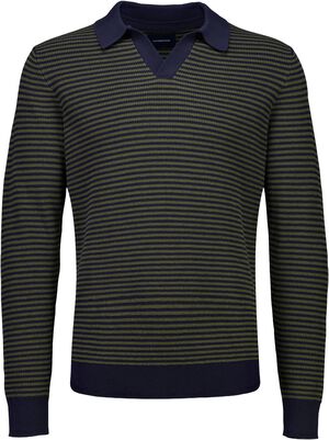 Recycled v-neck polo knit L/S