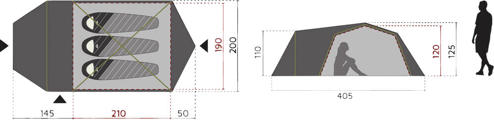 Vega 40. 3 SW, kuppeltelt med to rum