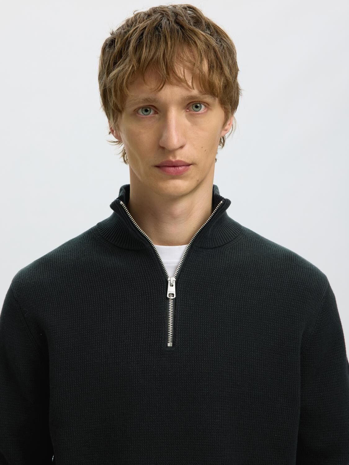 SLHDANE LS KNIT STRUCTURE HALF ZIP