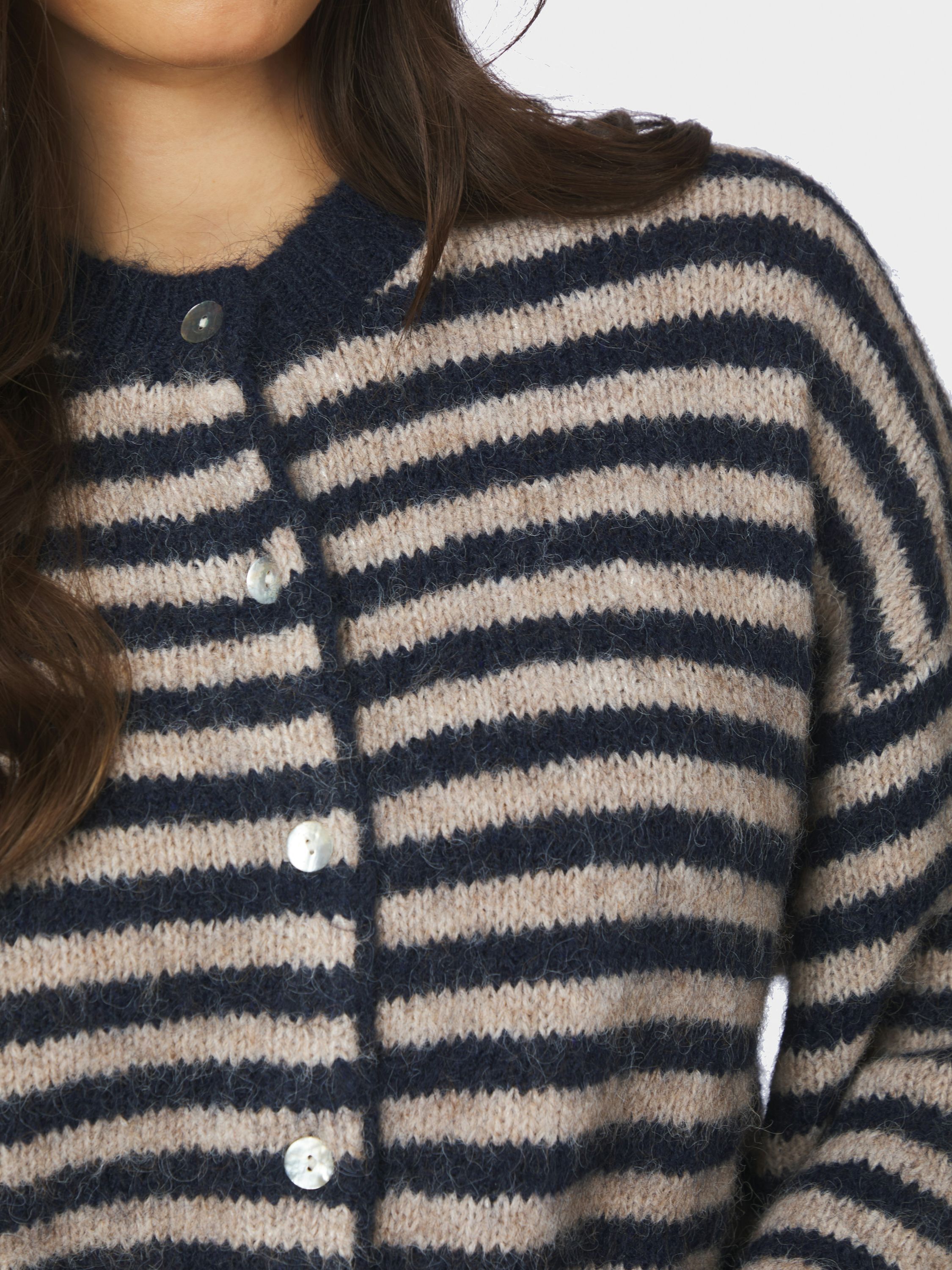 Isana Stripe Fluffy Knit Cardigan