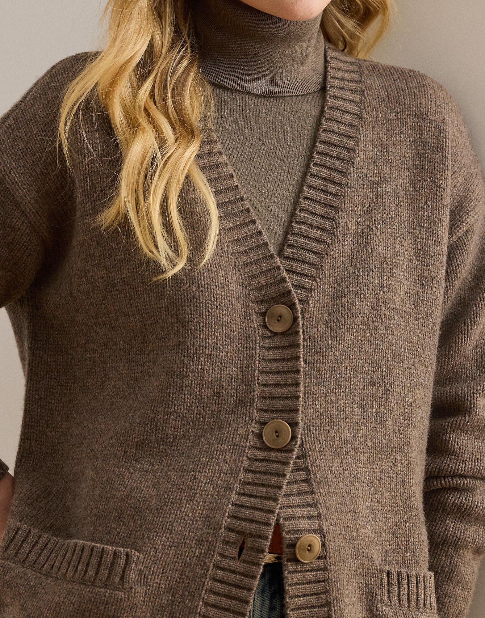 Wool-Blend V-Neck Cardigan