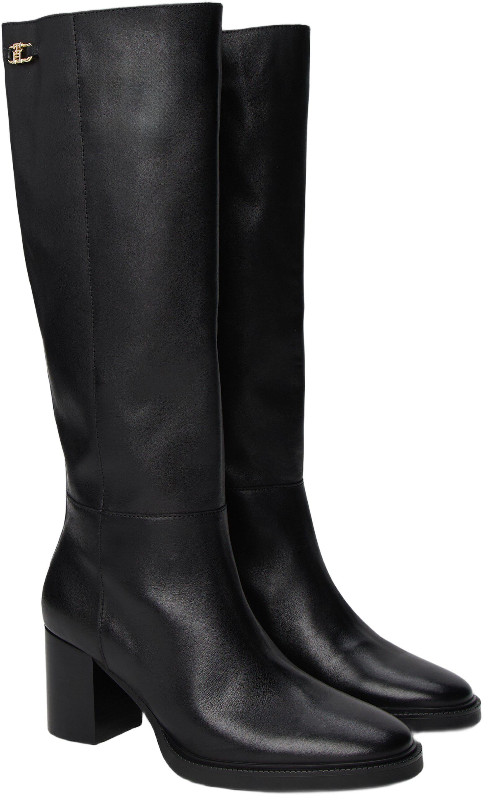 STACKED HEEL LEATHER LONG BOOT
