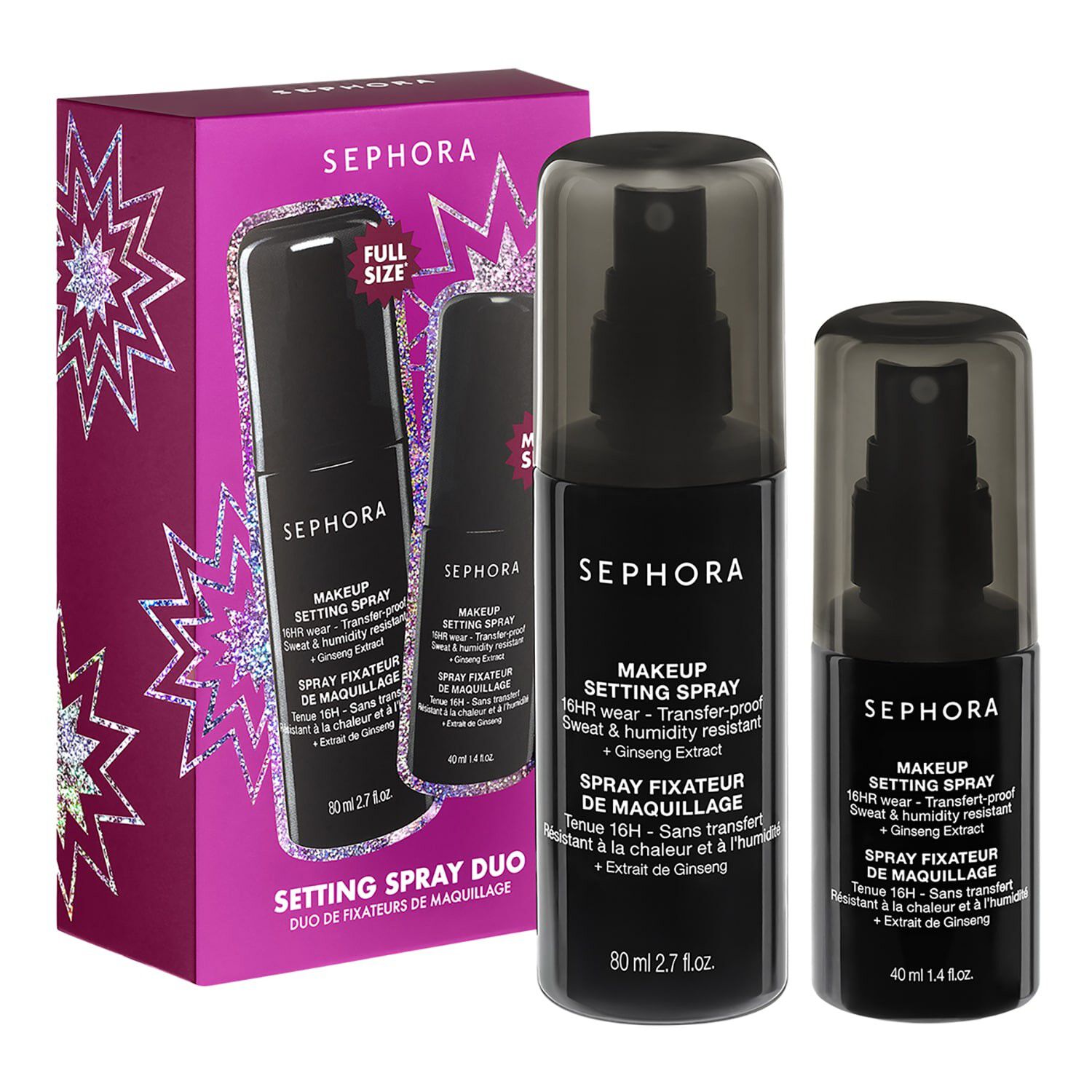 MAKEUP SETTING DUO - S&aelig;t med makeupfikseringsspray i standard- og rejs
