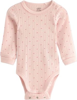 Myk, langermet body i pointellestri