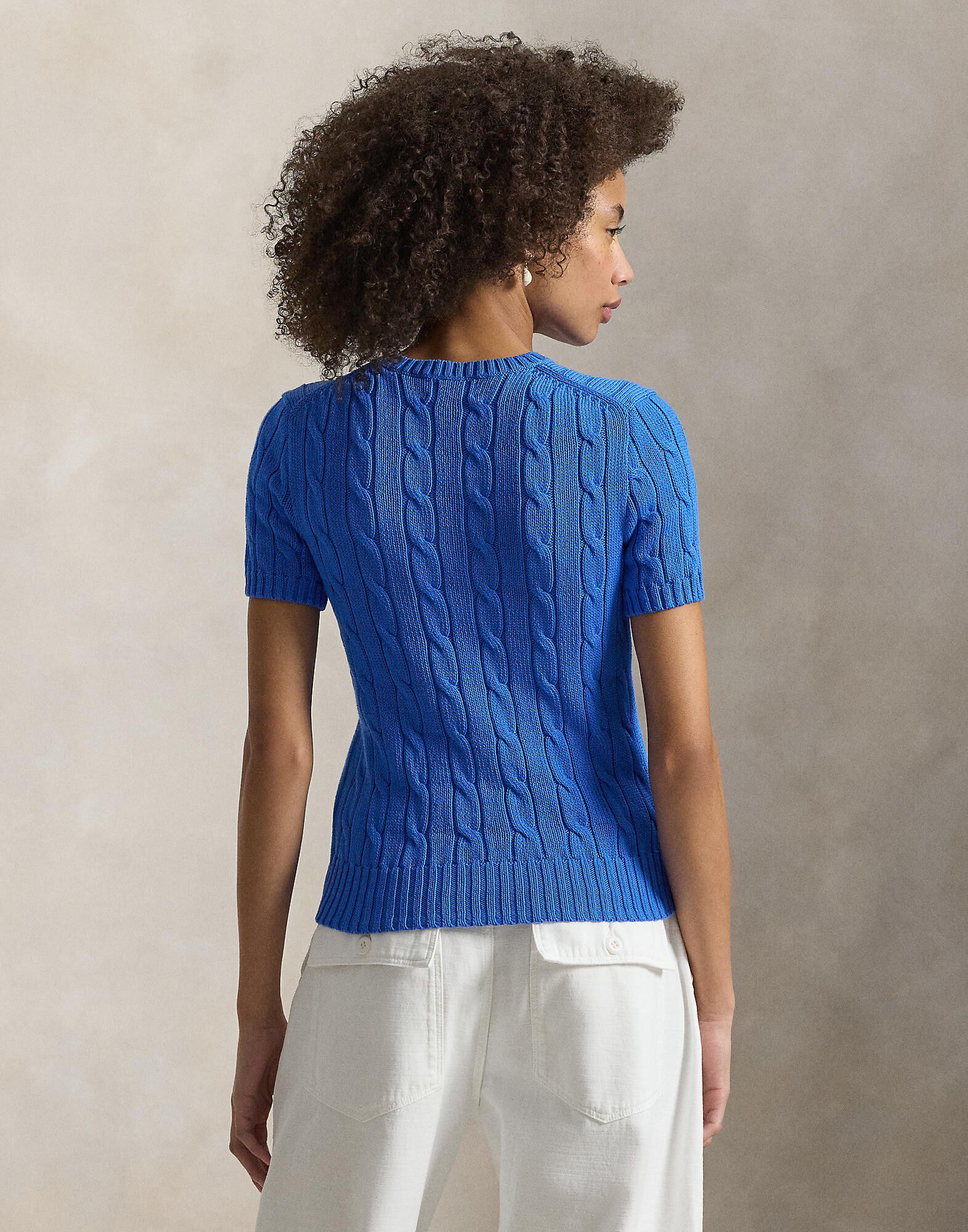 Cable-Knit Cotton Short-Sleeve Sweater