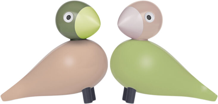 Turtelduer H9 cm lys gr&oslash;n/rosa 1 par