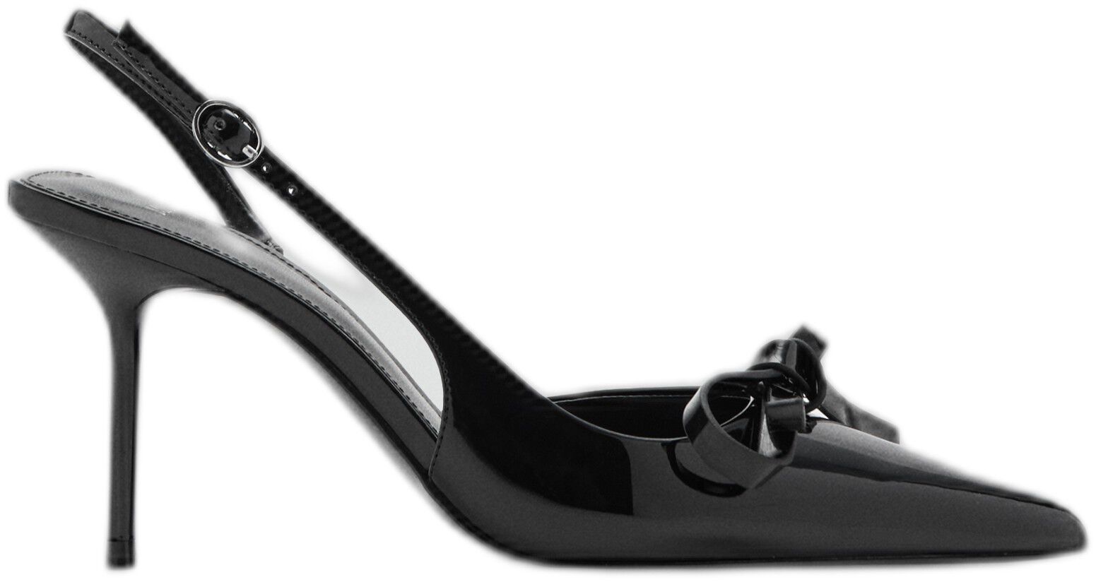 Patent leather bow high heel shoe