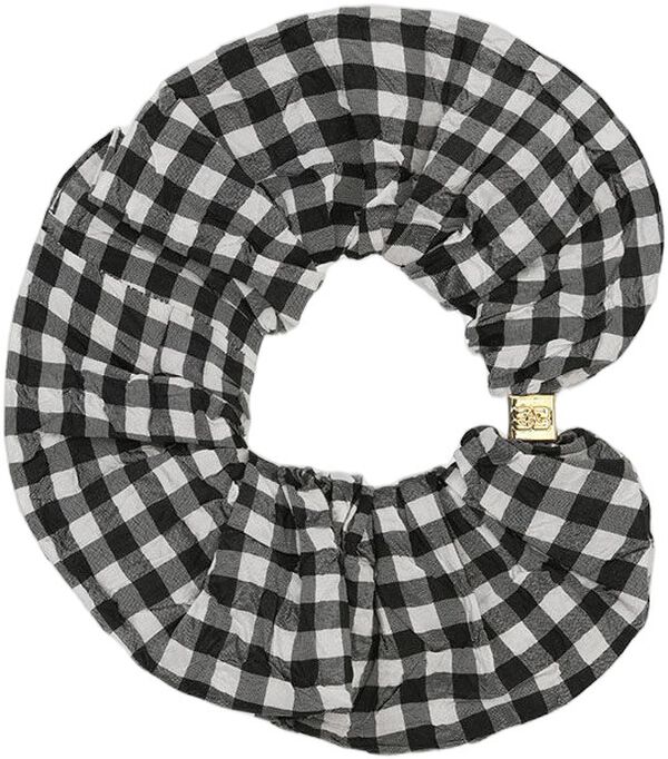 Crinkled Taffeta Check Scrunchie