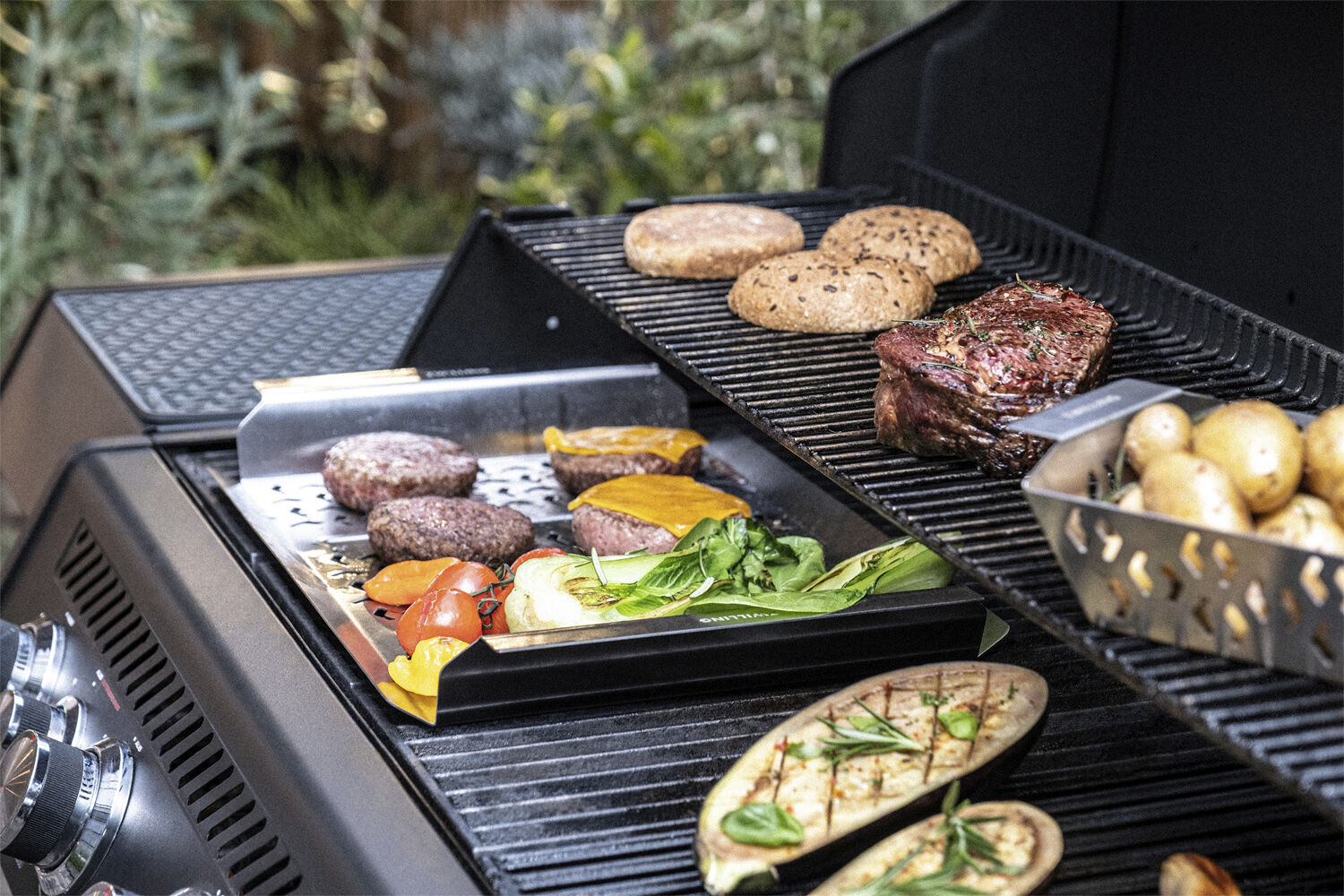 BBQ+ Grillkurv XL S&oslash;lv Rektangul&aelig;r