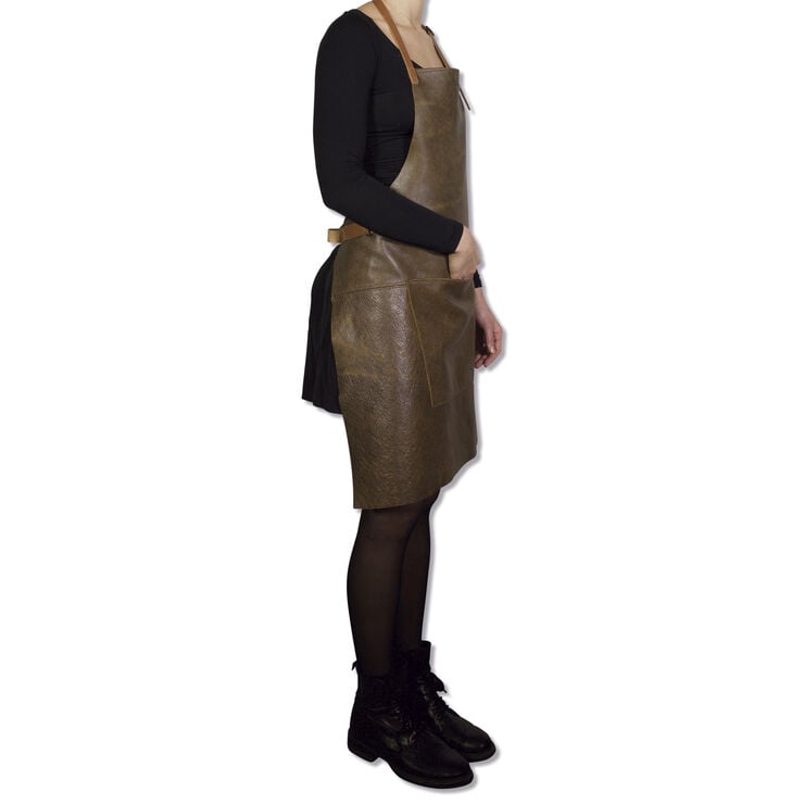 Læderforklæde BBQ Style Apron Vintage Brown