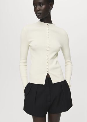 Fine rib knit cardigan