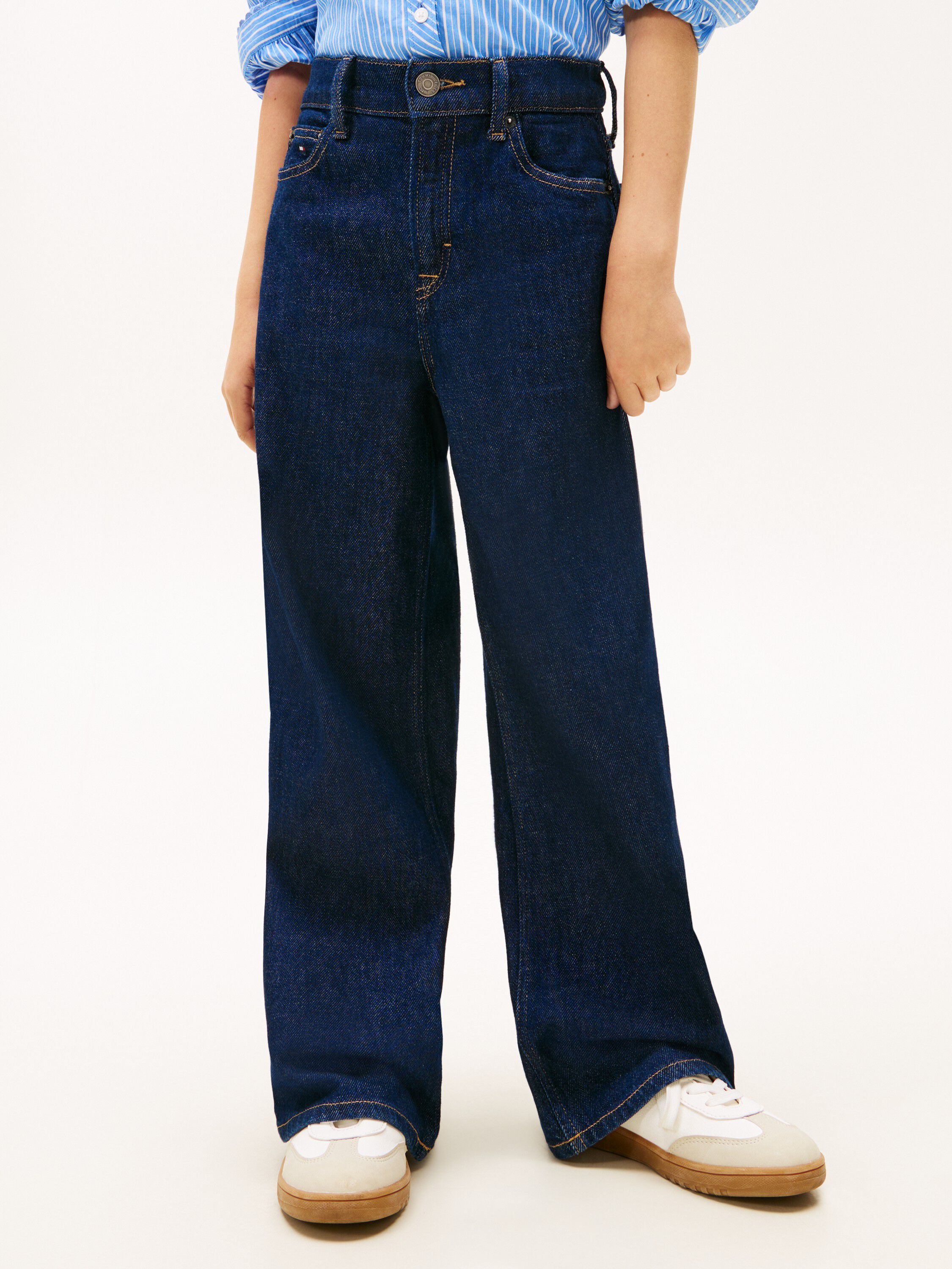 Mabel Flag Embroidery Wide Leg Jeans