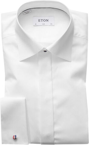 White Twill Tuxedo Shirt - Slim Fit