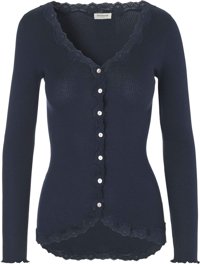 Silk cardigan regular ls w/rev vint