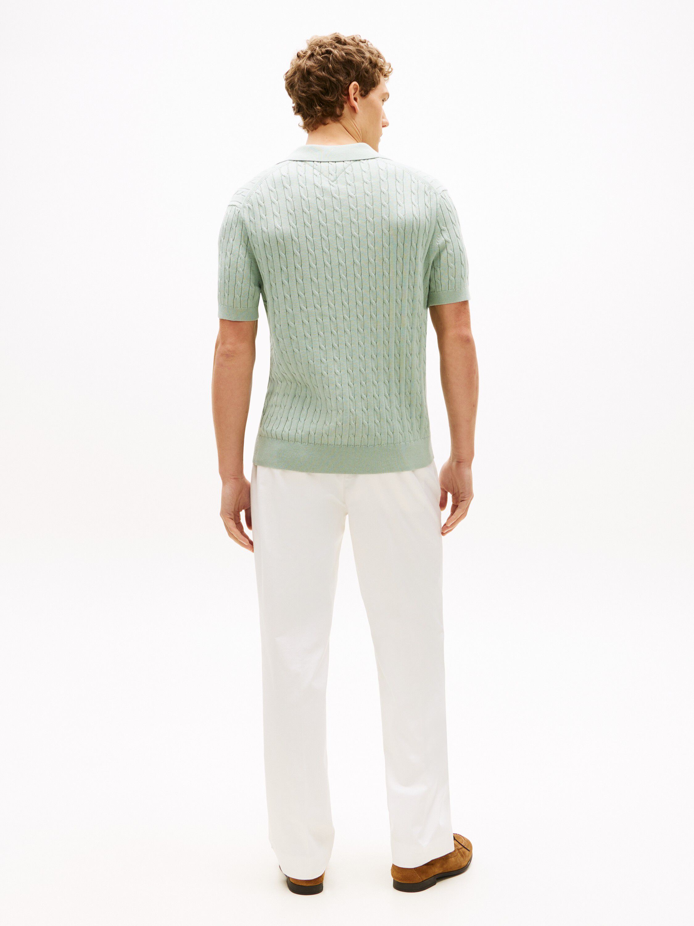 Regular Fit Embroidery Cable Knit Polo Shirt