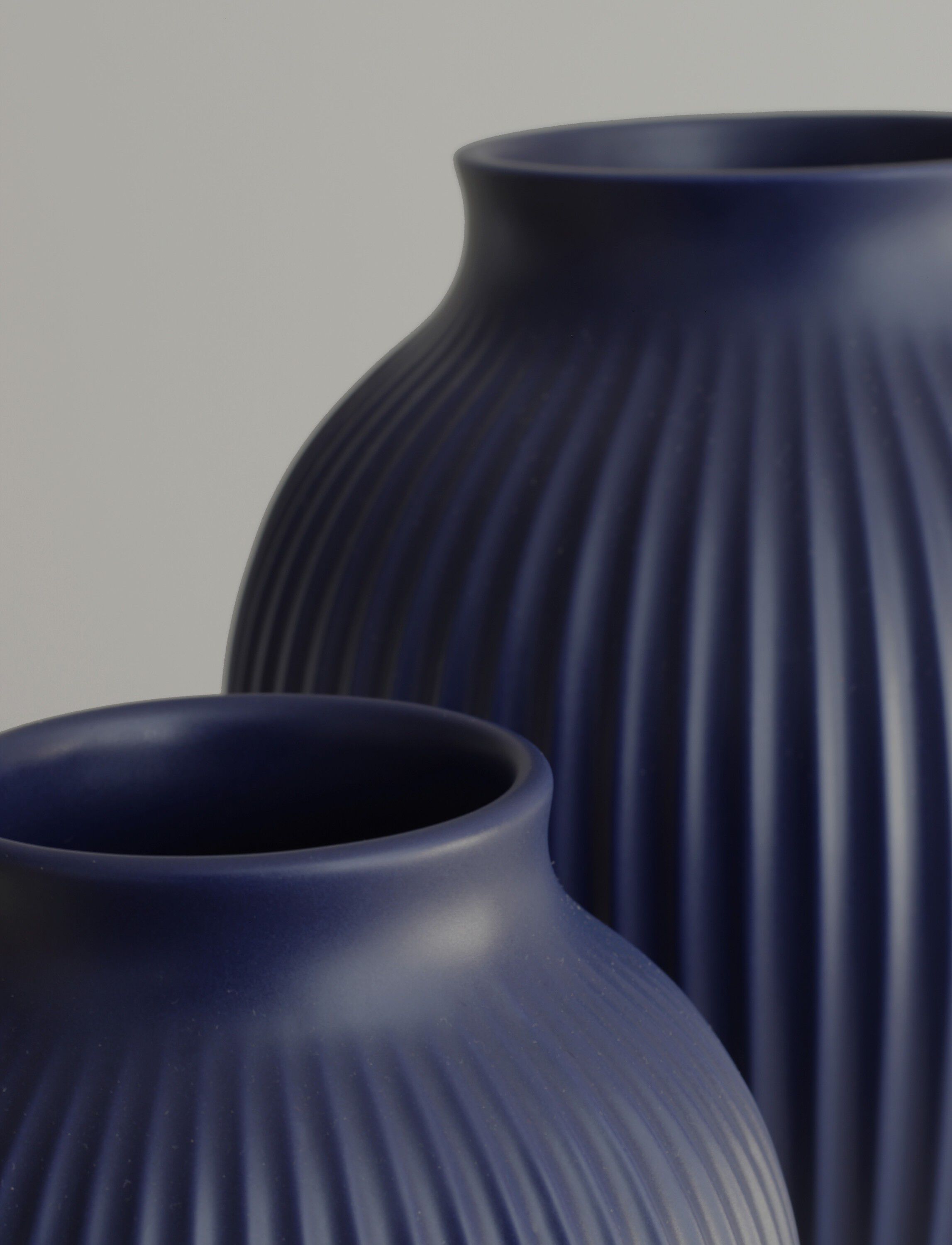 Knabstrup vase H 27 cm ripple mat dark blue