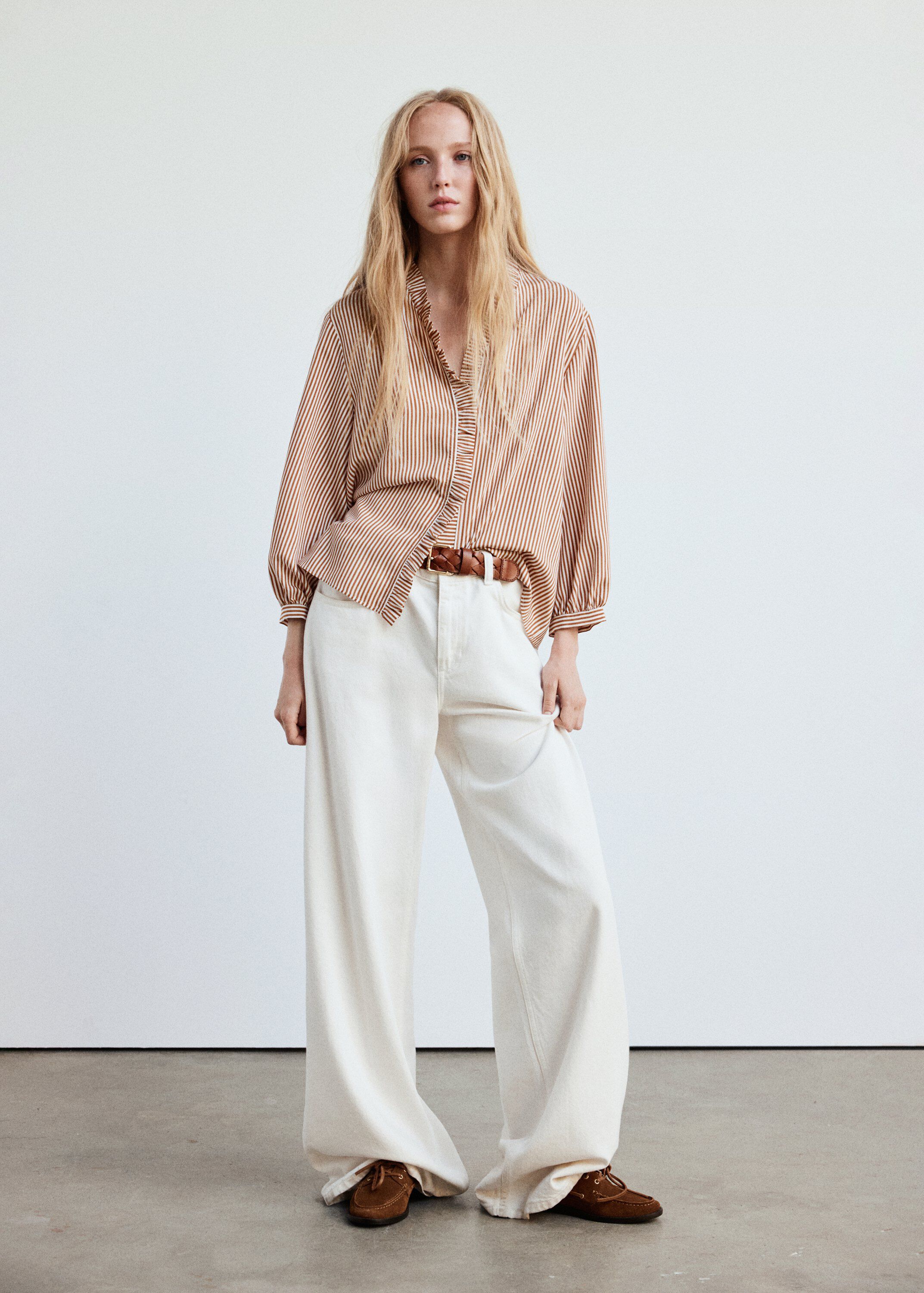 Striped blouse with frill detail