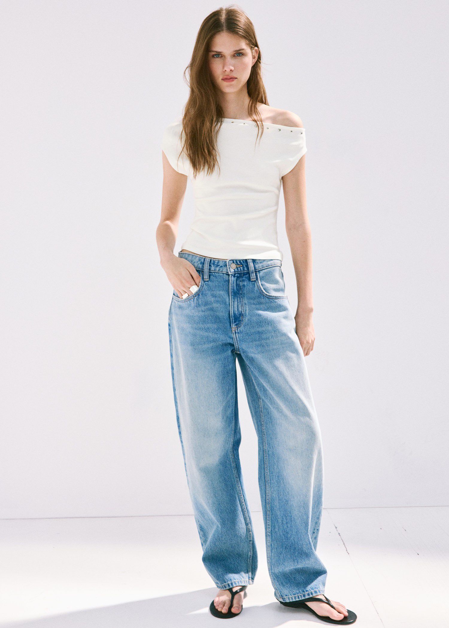 Asymmetric studded T-shirt