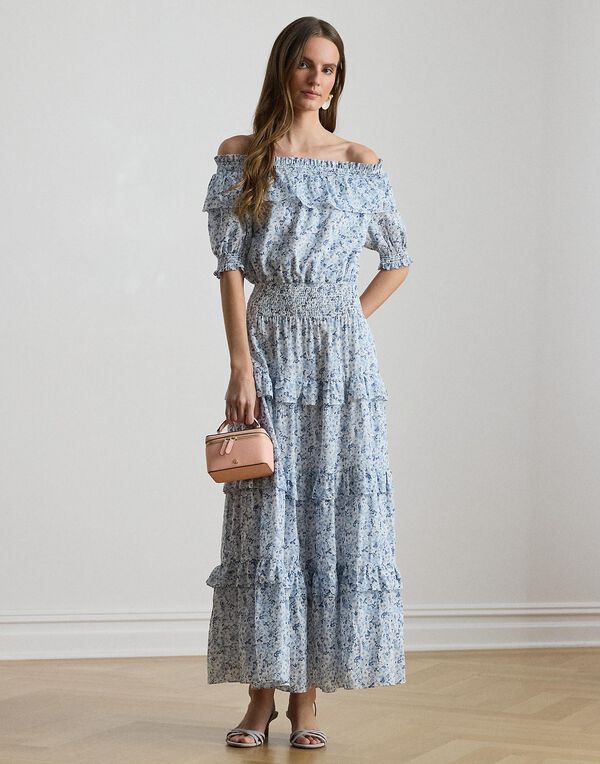 Floral Voile Off-The-Shoulder Dress