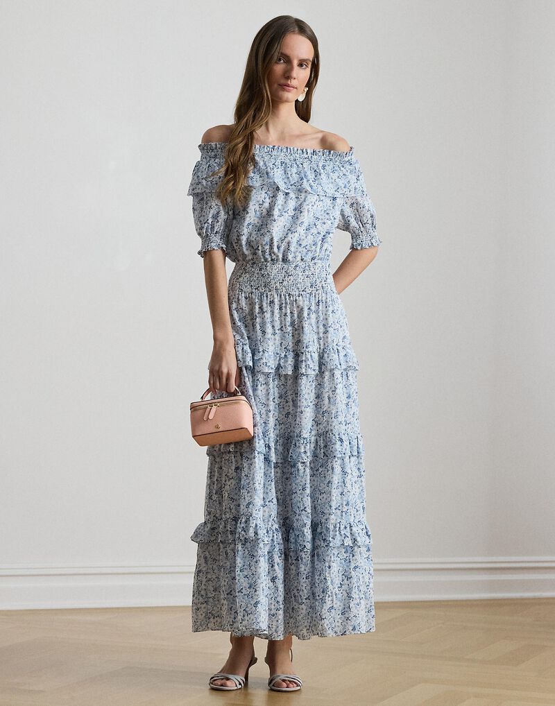 Floral Voile Off-The-Shoulder Dress