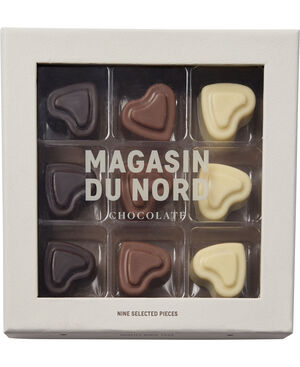 Æske, 9 stk. Hjerte chokolade, 90g
