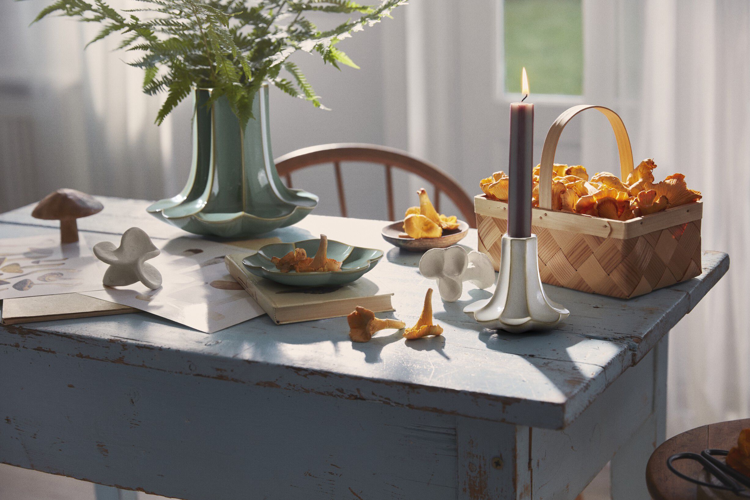 Kantarel Lysestage H10 cm sand