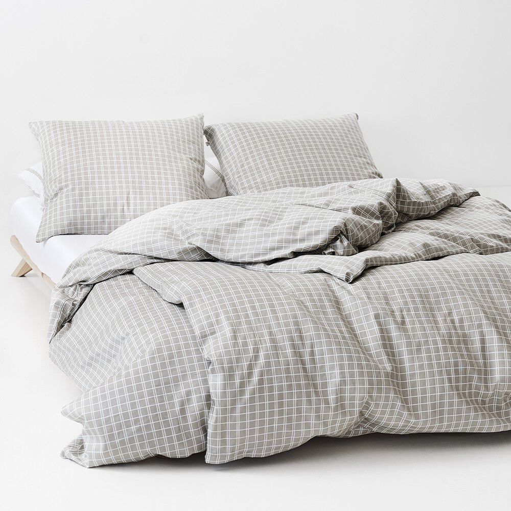 &Oslash;kologisk senges&aelig;t Snooze Check beige - GOTS