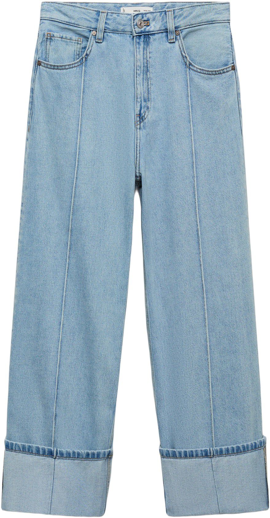 Wideleg cropped jeans with turned-u