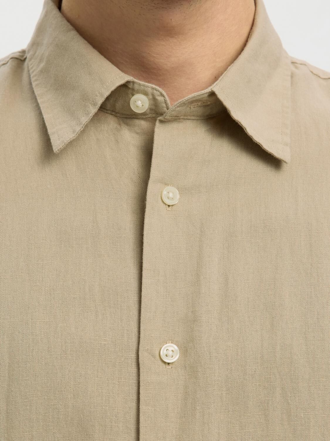 SLHREGCLAY LINENBLEND SS SHIRT CLA