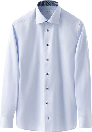 Contemporary Fit Light Blue Floral Effect Signature Twill Shirt