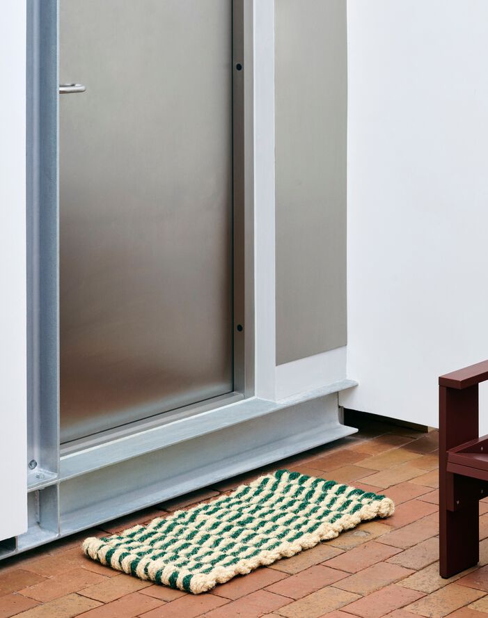 Coco Door Mat-Stripe Wave-Dark green and white