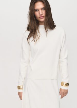 Knitted sweater with perkins neck