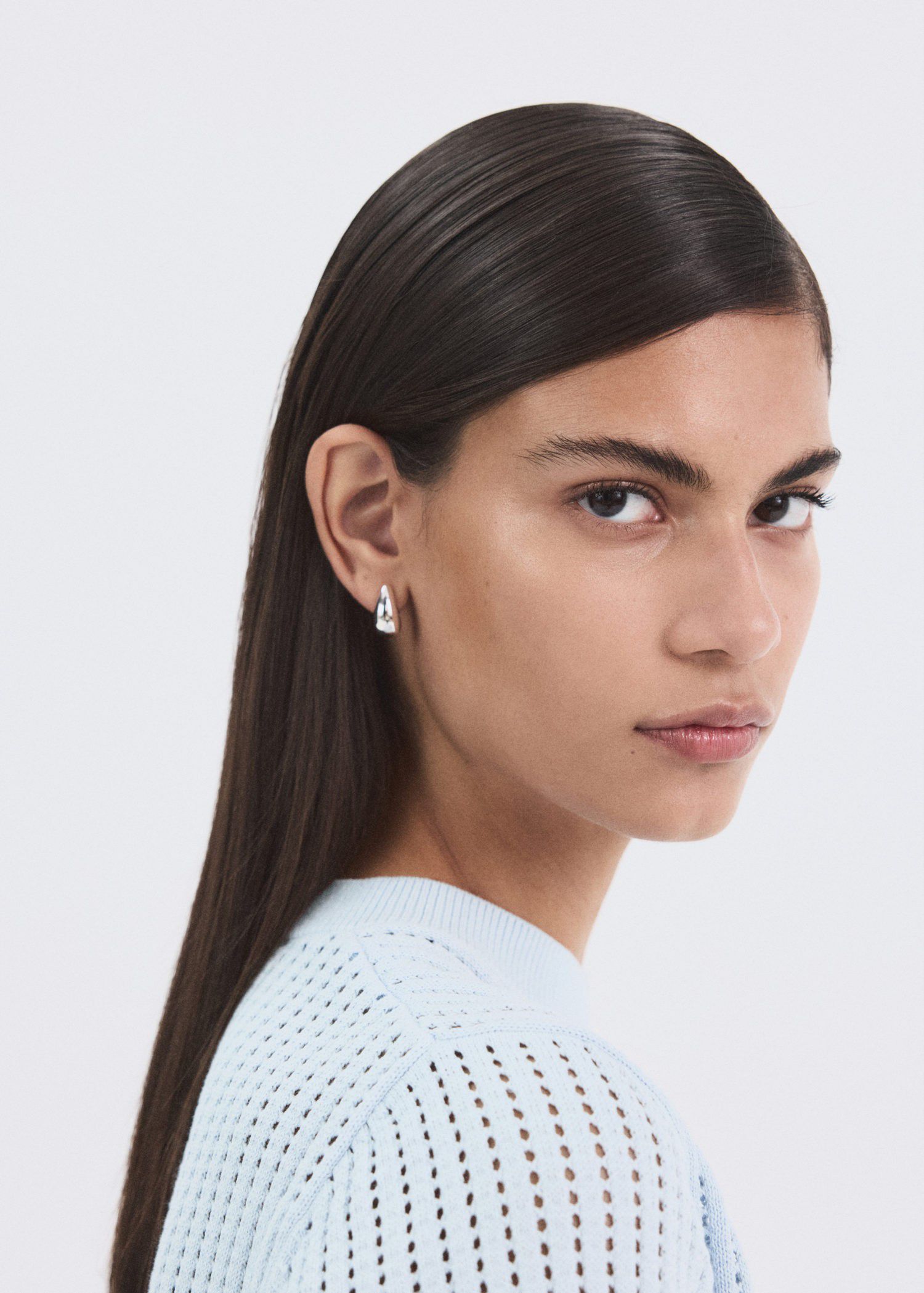 Short-sleeved openwork knitted swea