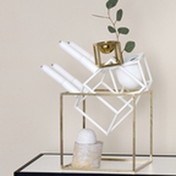 Kubus 4, Candle Holder, White