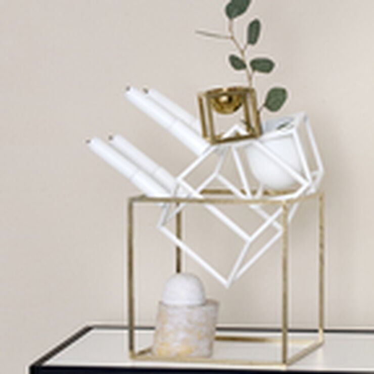 Kubus 4, Candle Holder, White