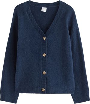 Strikket cardigan i blød bomuldsbla