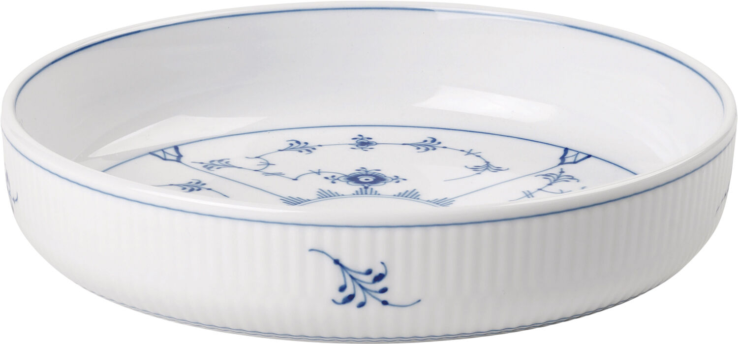 Musselmalet Riflet Rundt Ovnfast Fad, 18,5 cm