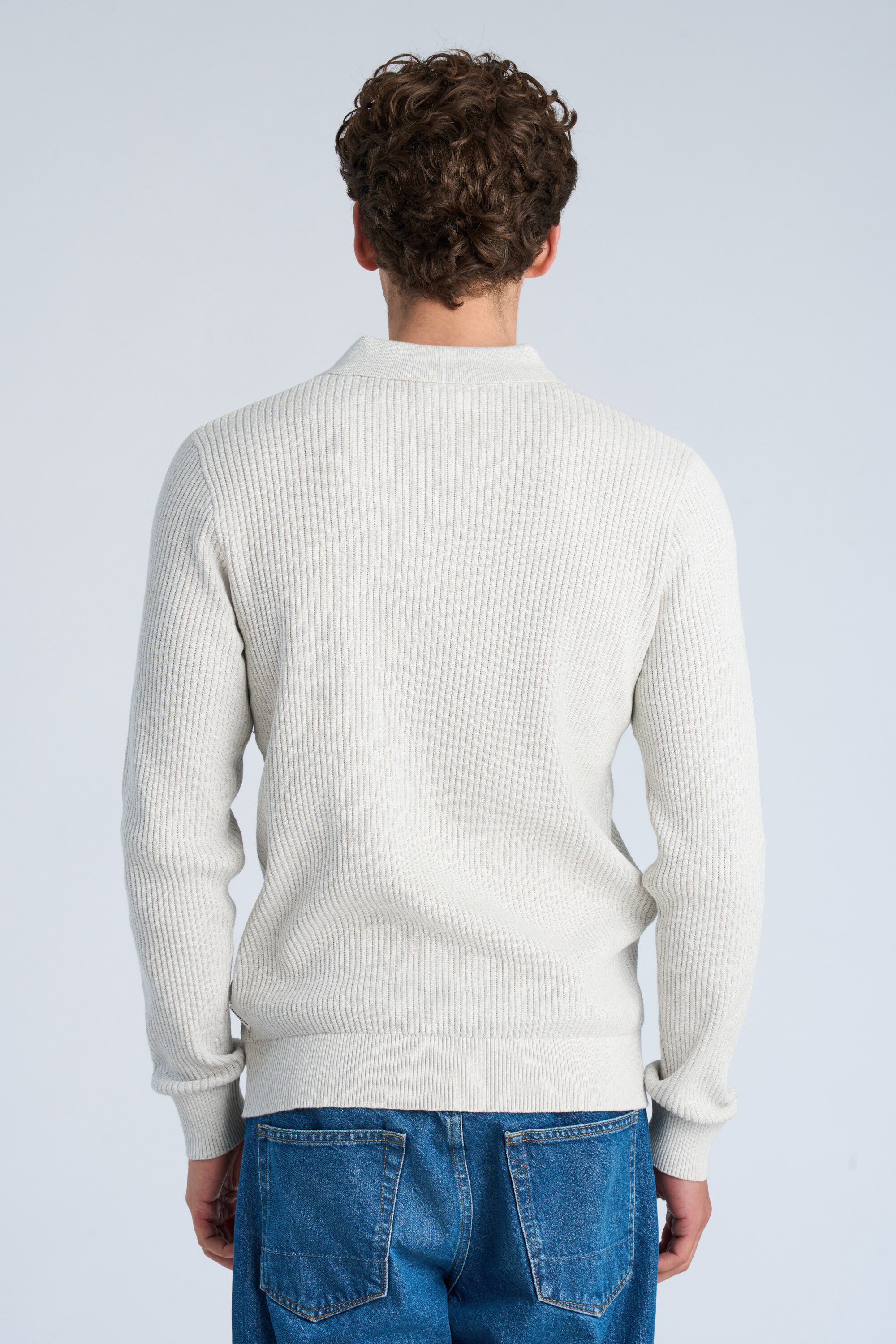 Ribbed L/S v-neck polo