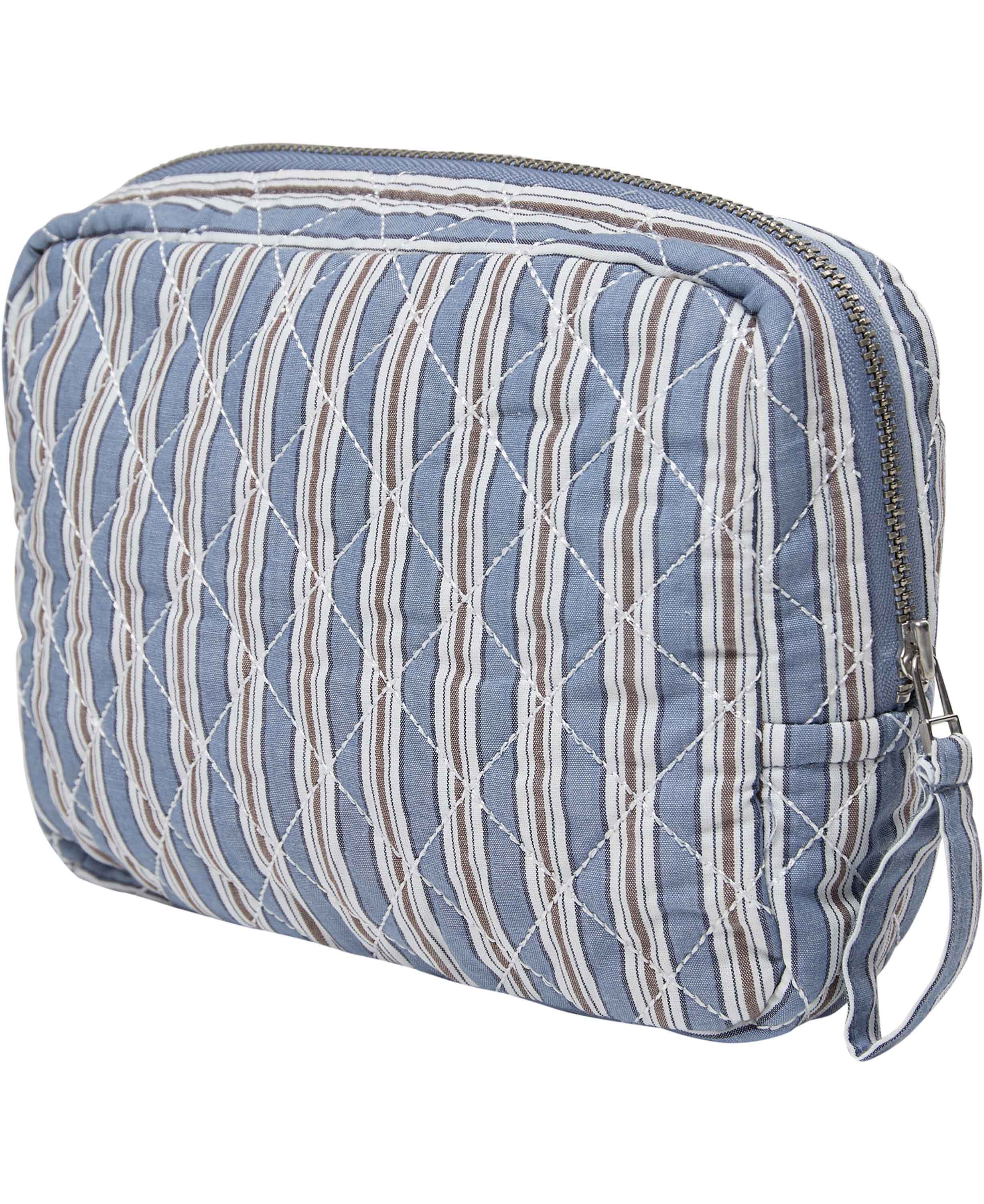 Make Up Bag, Quilted - Cotton Poplin YD Mini-Moonlight Blue