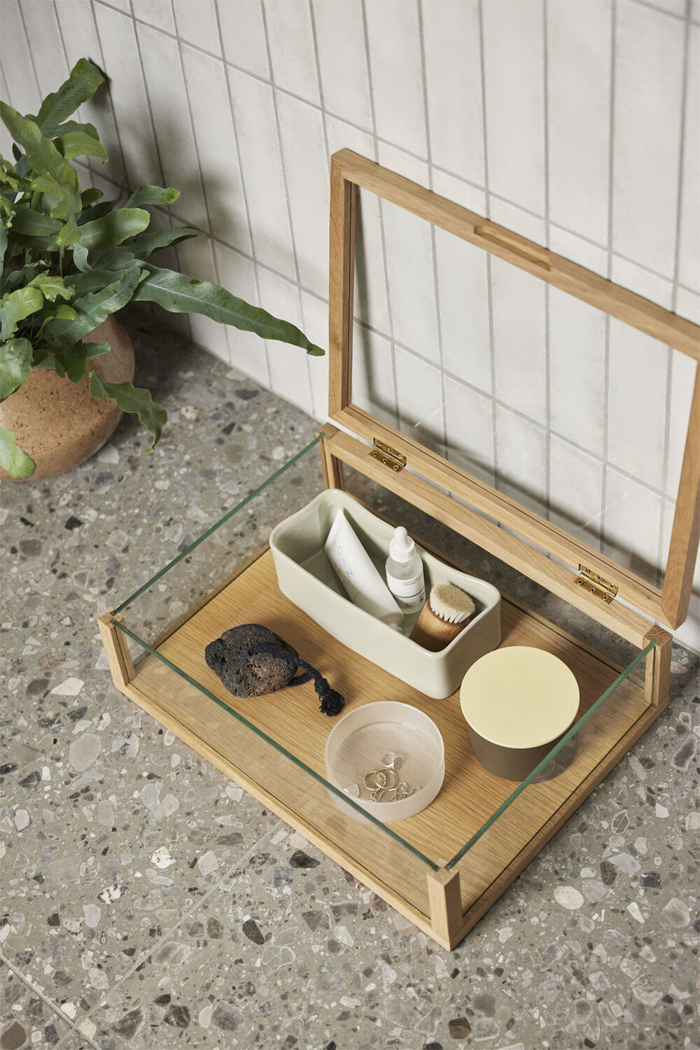 Amare Skrivebordsordner Small Sand/Gr&oslash;n