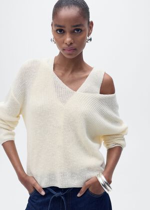 V-neck knit sweater