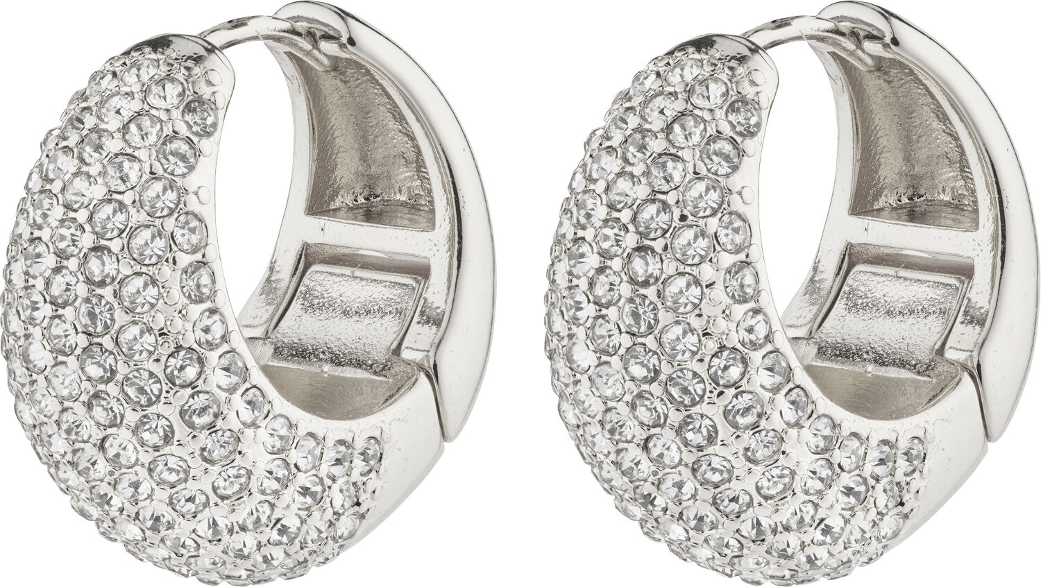 NAOMI recycled crystal hoops silver-plated