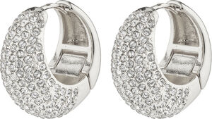 NAOMI recycled crystal hoops silver-plated