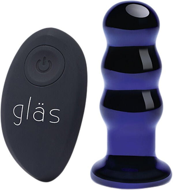 GLAS - RECHARGEABLE REMOTE CONTROLLED VIBRATING BEADED BUTTP