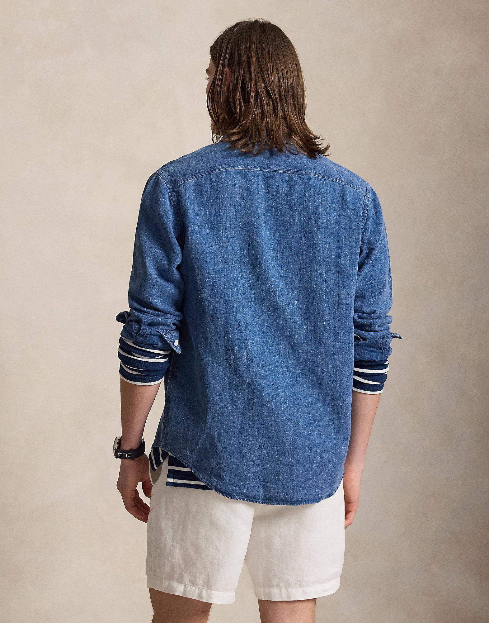 Classic Fit Indigo Linen Workshirt