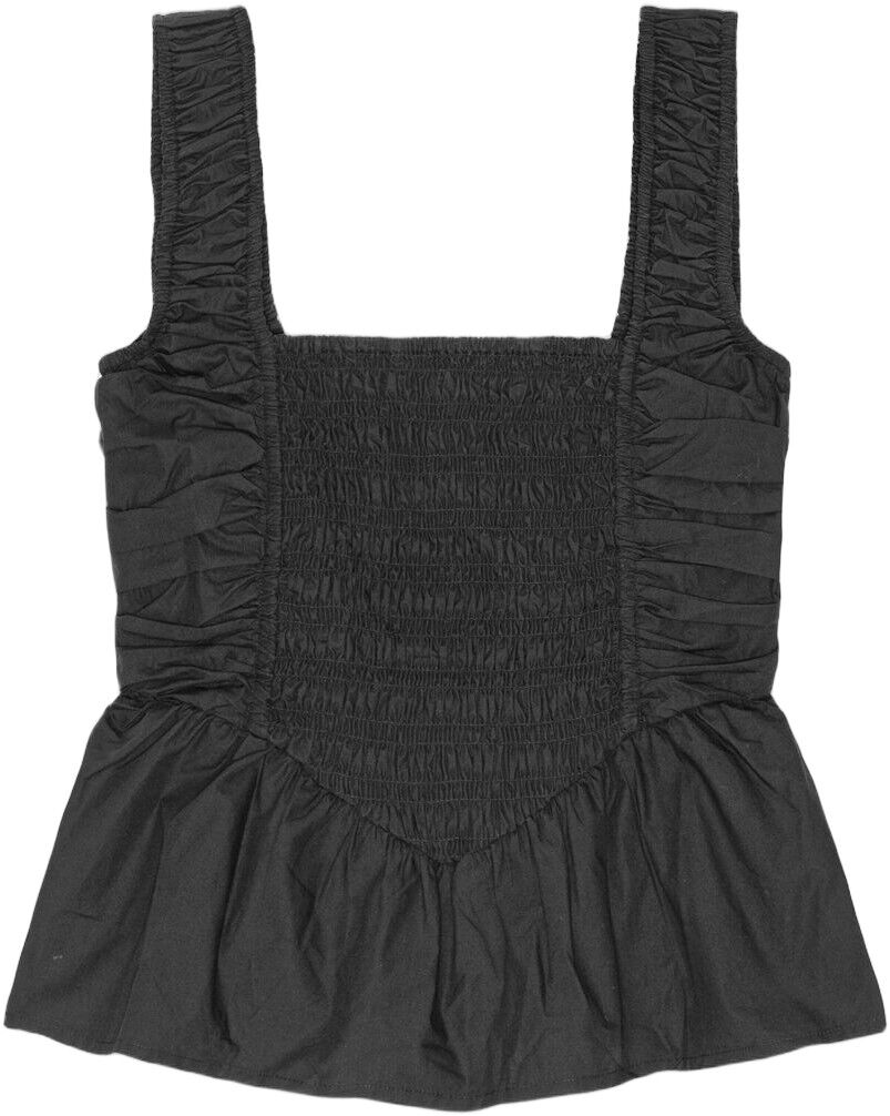 Cotton Poplin Smock Strap Blouse