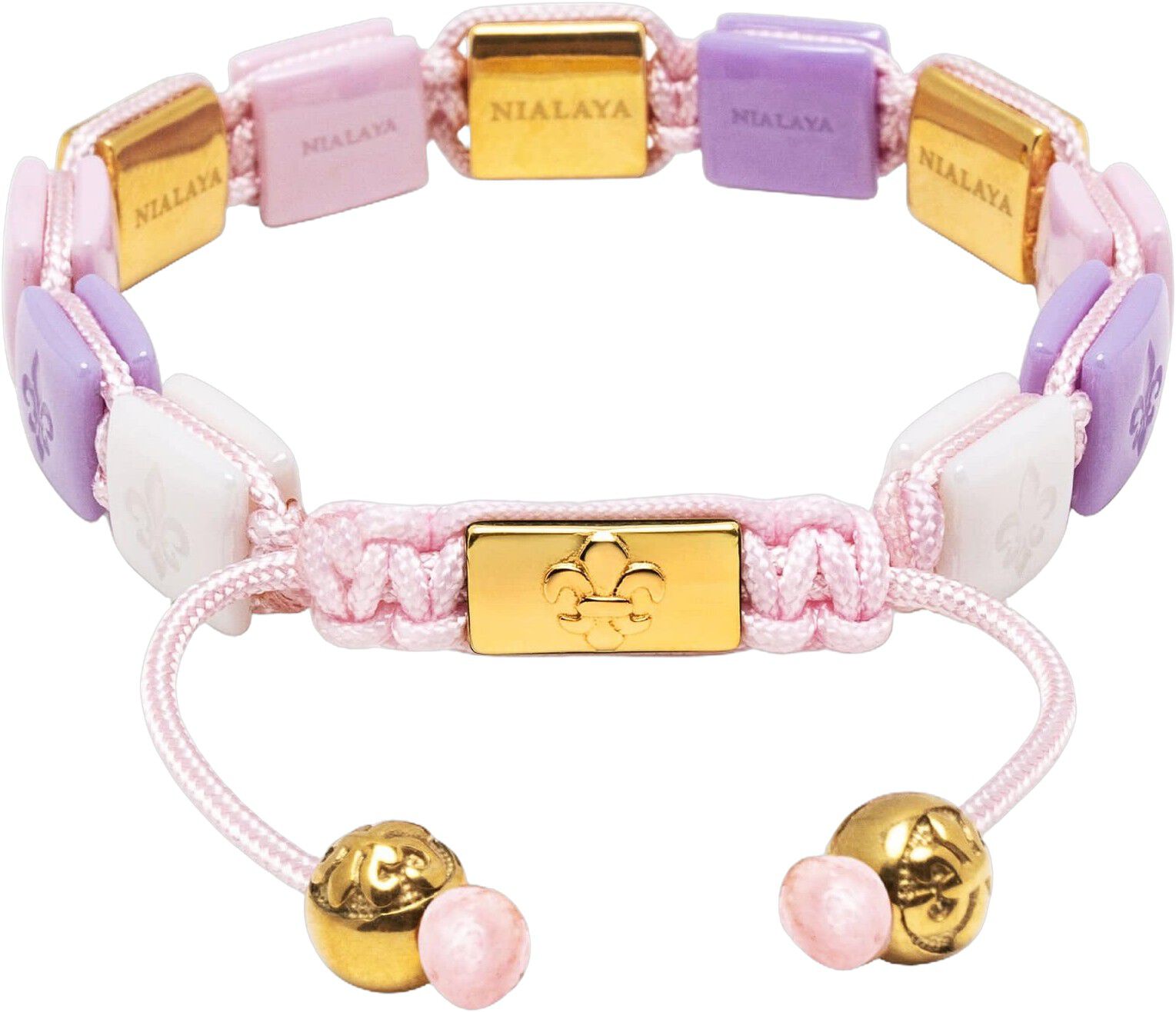 Women's White, Lavender & Soft Pink Ceramic Flatbead Bracele