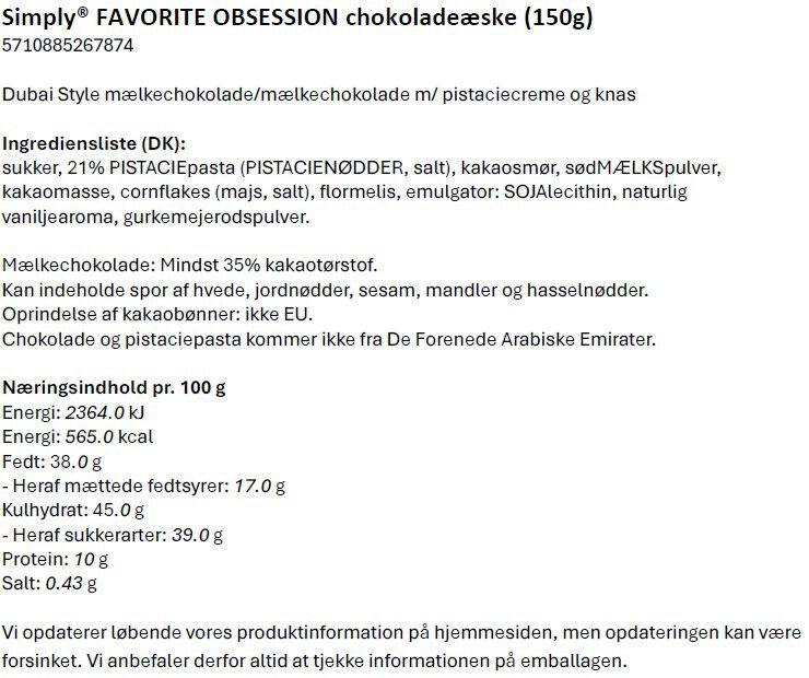 Simply&reg; FAVORITE OBSESSION gave&aelig;ske (150g)