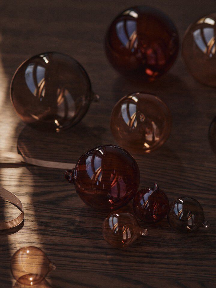 Glass Baubles - M - Set of 3 - Roseate Translucent