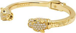 Men's Gold Plated CZ Panther Bangle